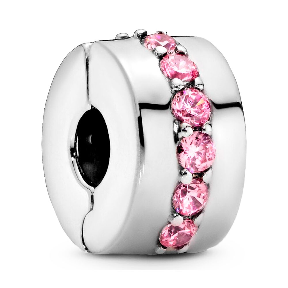 Pandora Charms CIONDOLO CON CLIP A RIGHE ROSA LUCIDO 791972PCZ