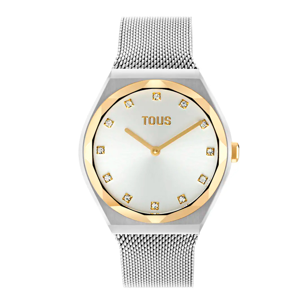 Tous Orologi da donna Orologio analogico con bracciale in acciaio e acciaio placcato oro Karat Round Mesh