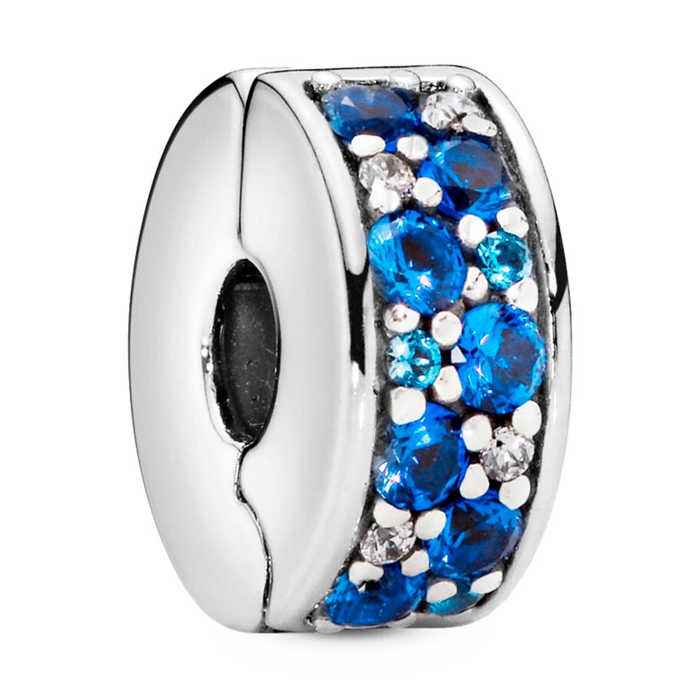 Pandora Charms Ciondolo con clip in pavé blu 791817NSB-MX