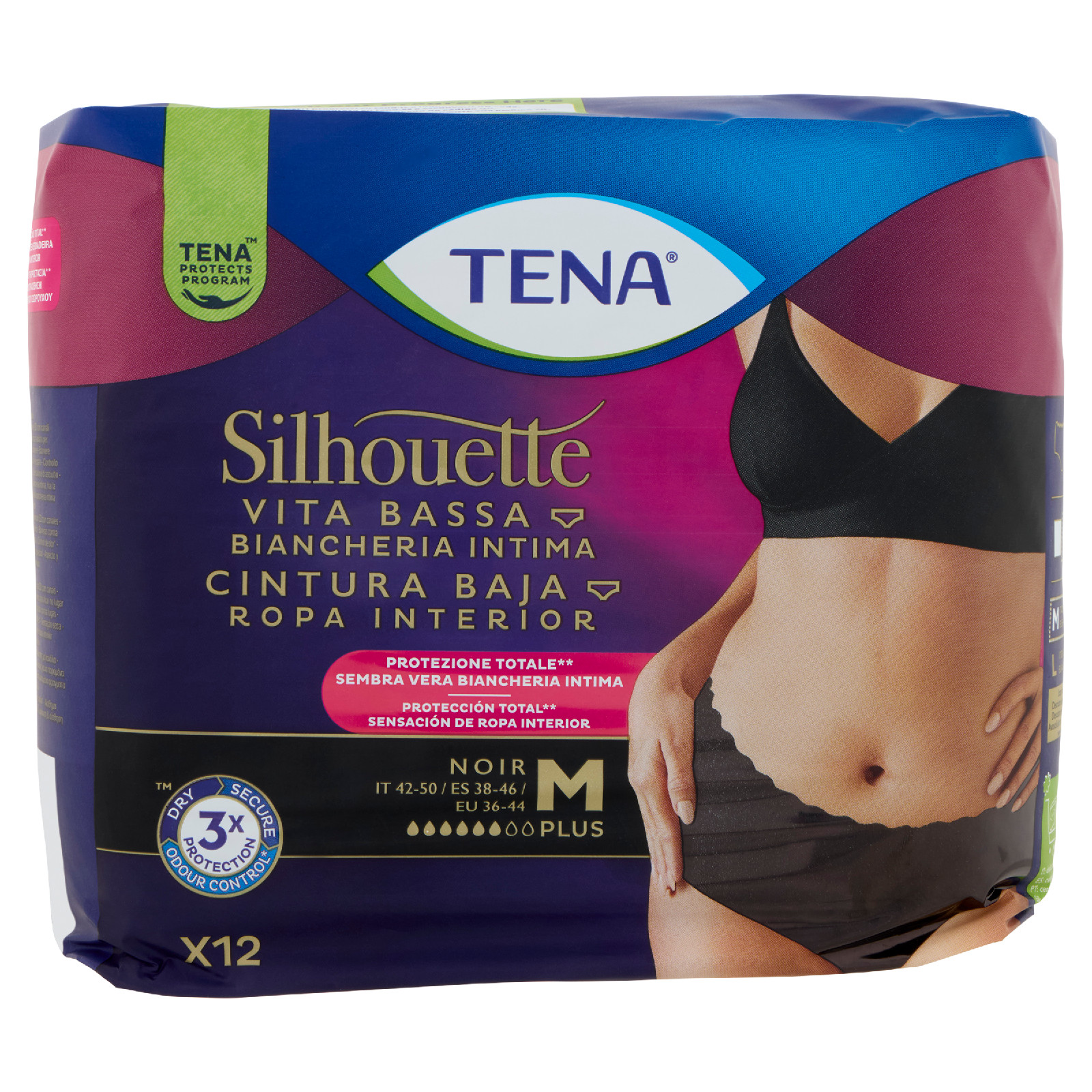 Silhouette Vita Bassa Biancheria Intima Plus M Noir 12 Pz