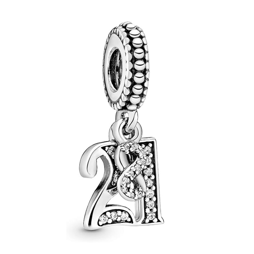 Pandora Charms Ciondolo pendente in argento sterling 21 anni d'amore 797263CZ
