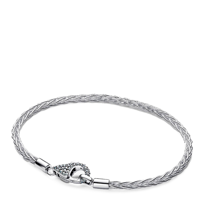 Pandora Bracciali Bracciale Moments con catena a spina di pesce e chiusura pavé 594462C01