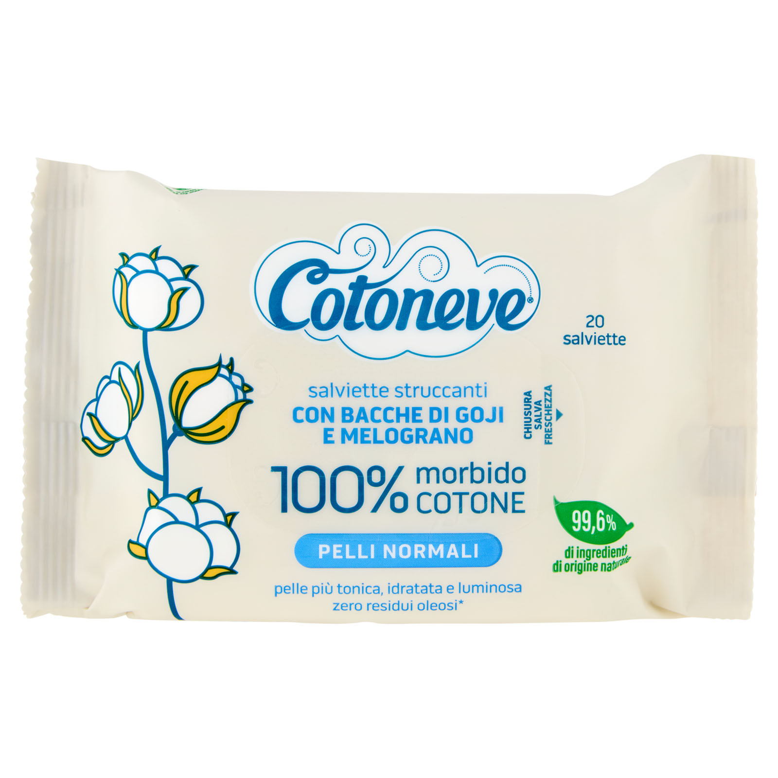 Salviette Struccanti Con Bacche Di Goji E Melograno Pelli Normali 20 Pz