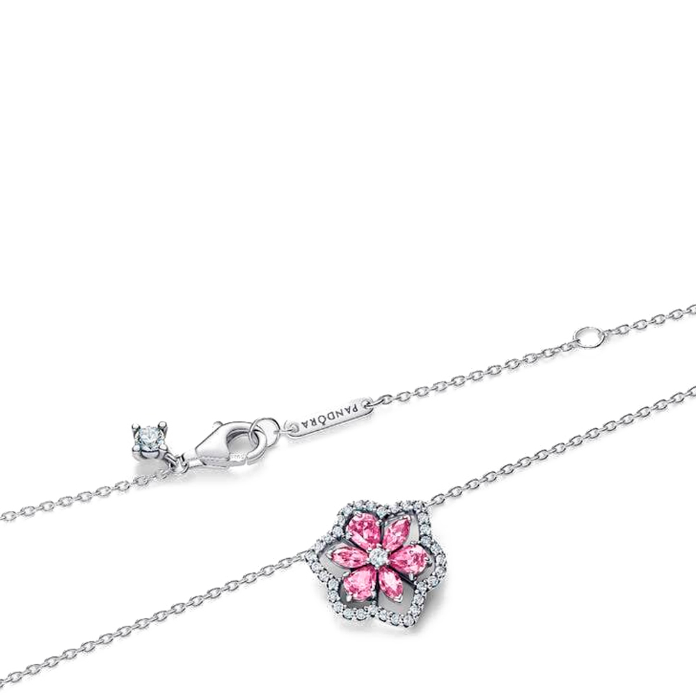 Pandora Collane Collana con ciondolo a forma di fiore di erbario rosa acceso 394576C01
