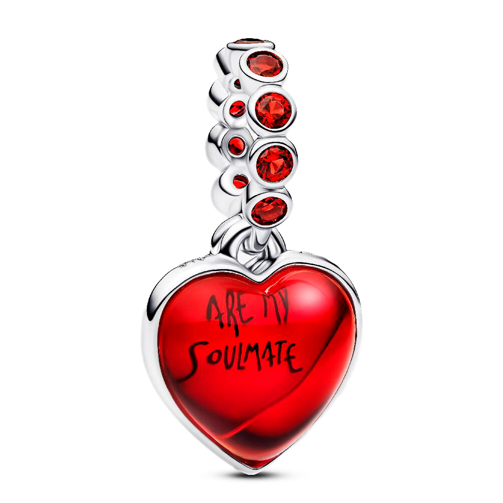 Pandora Charms Ciondolo a forma di doppio cuore, vetro di Murano rosso 794429C01
