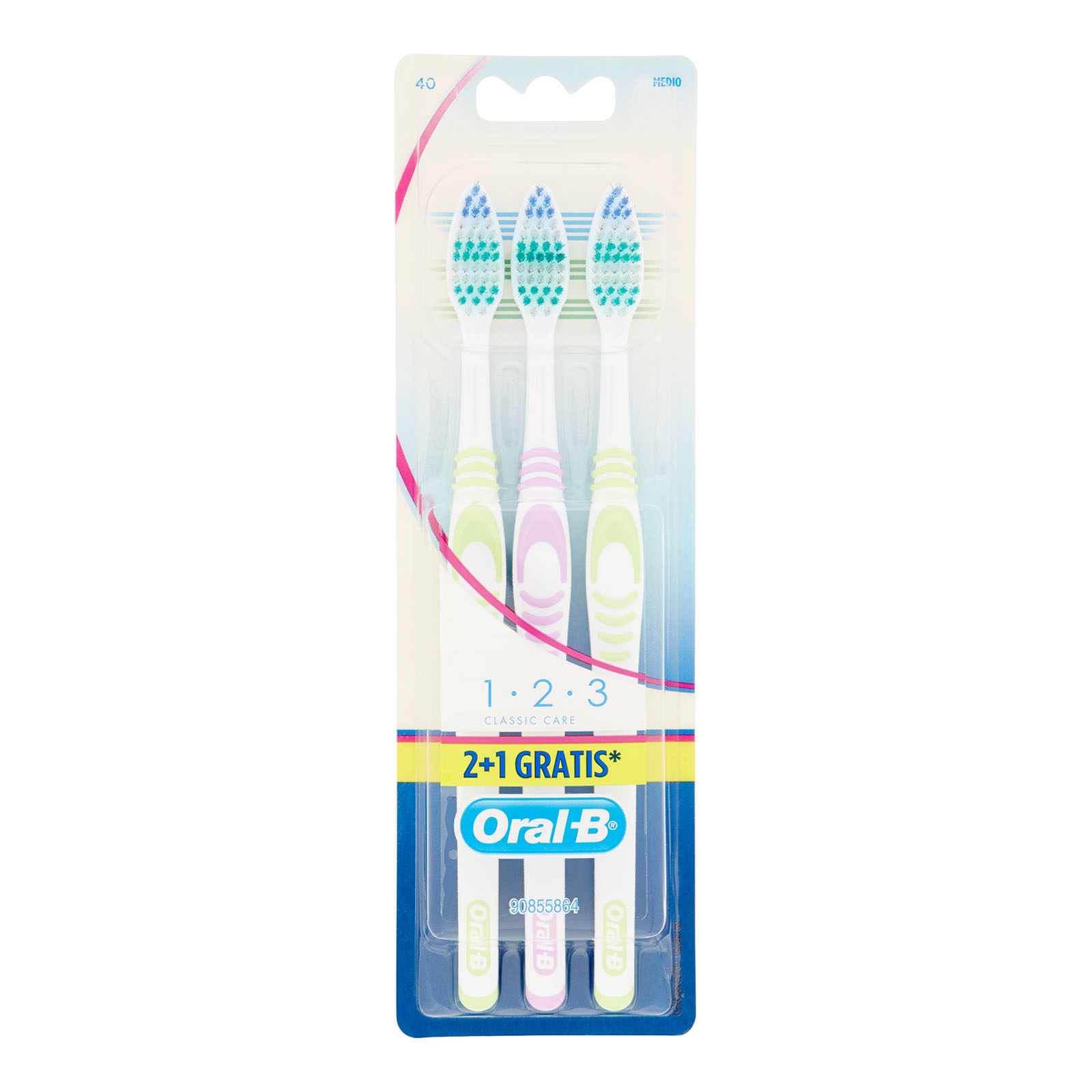 Spazzolino Manuale 1 2 3 Classic Care 40 Medio 2+1 Gratis