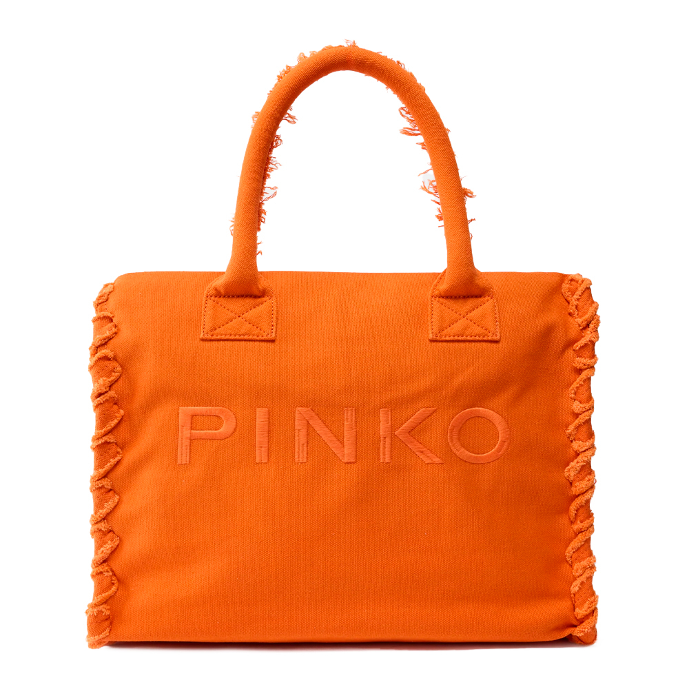 Pinko Borse da donna, articoli da toeletta e valigie Borsa shopper con logo e dettagli sfrangiati
