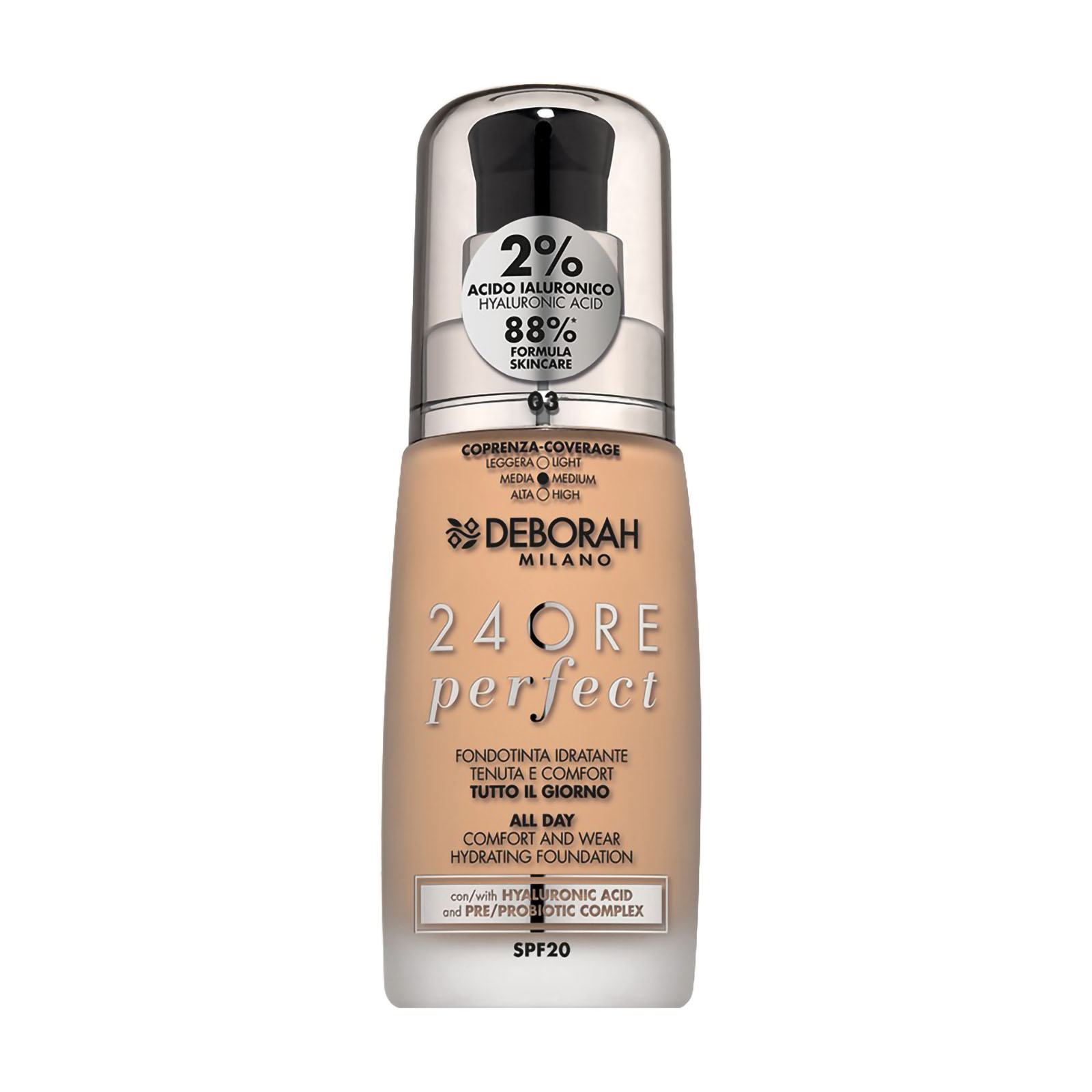 Fondotinta 24ore Perfect Con Acido Ialuronico 24ore perfect new 03 caramel beige