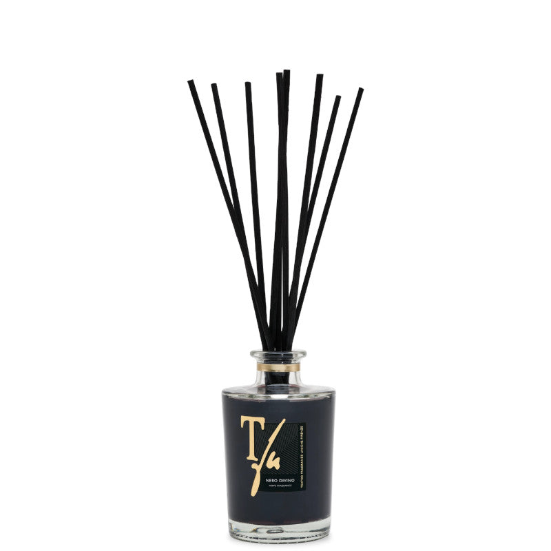 Teatro Fragranze Uniche Nero Divino - 250 ML + BACCHETTE Vaso Trasparente
