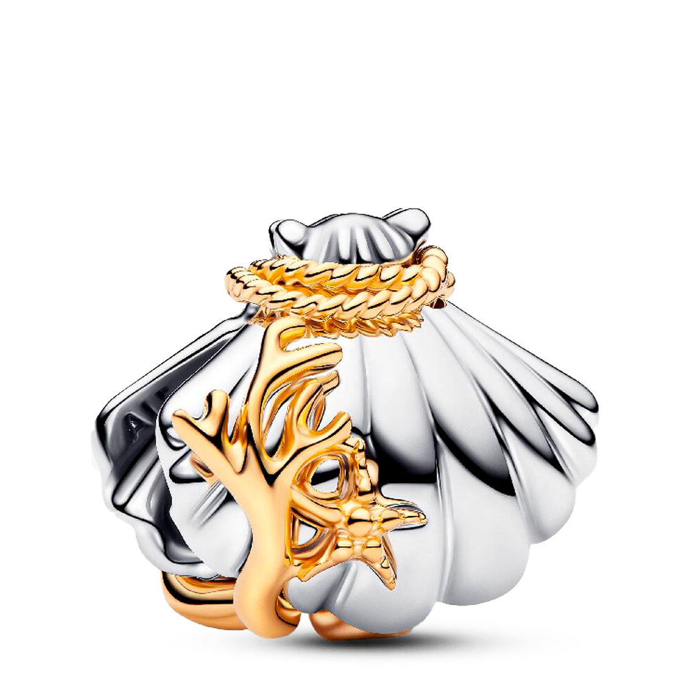 Pandora Charms Ciondolo a forma di conchiglia bicolore di Ariel Disney 764403C01