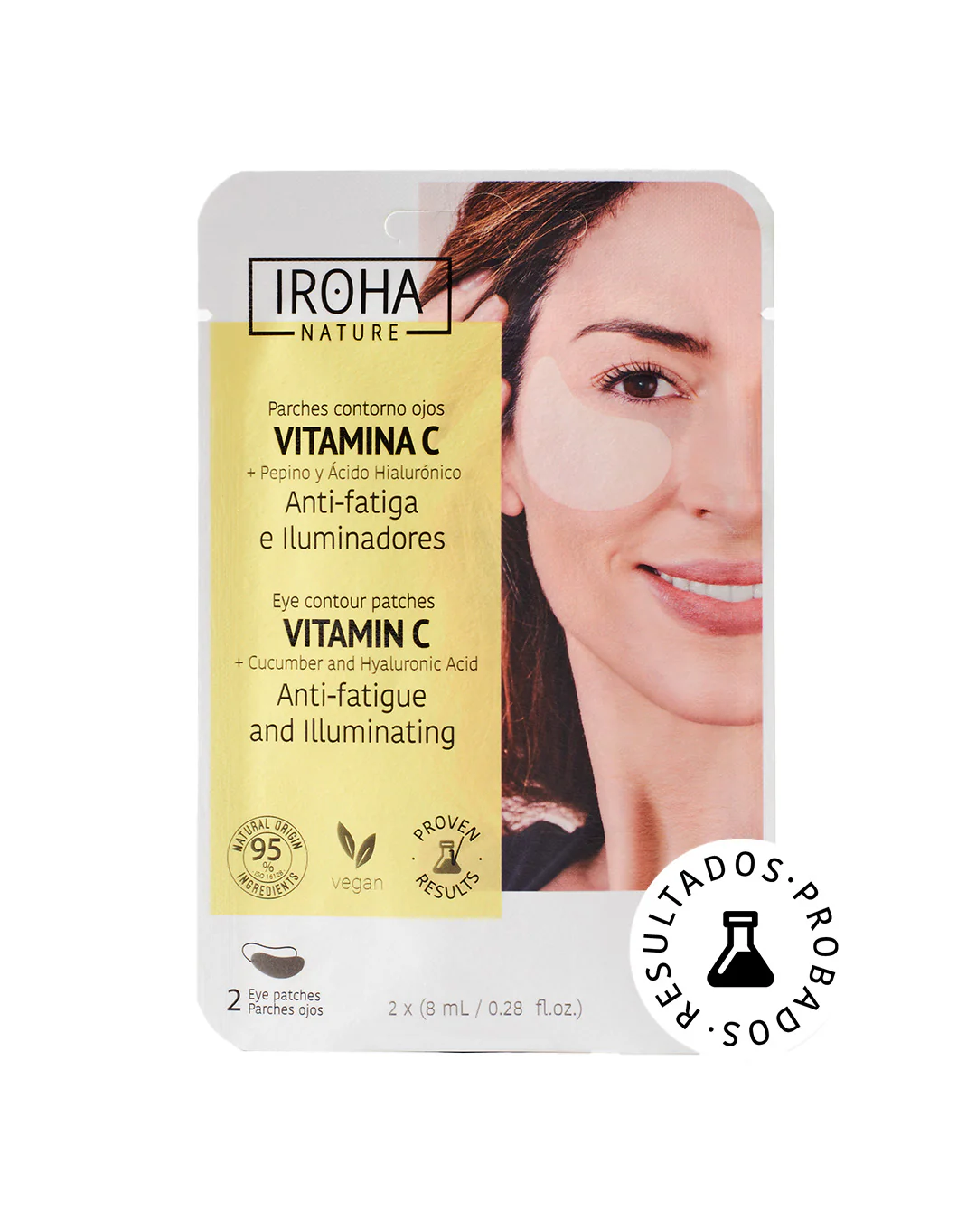 Iroha Nature - 2 patchs occhi anti-fatica e illuminanti con vitamina C, cetriolo e acido ialuronico