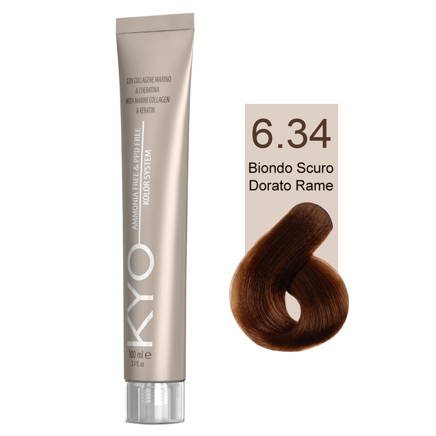 Kyo Ammonia Free e PPD Free Tinta Capelli - 6.34 Biondo Scuro Rame