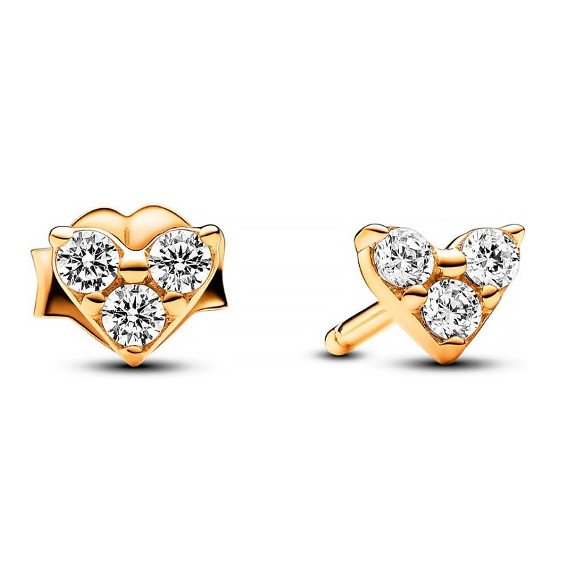 Pandora Orecchini Orecchini a bottone con cuore e tripla gemma 263003C01