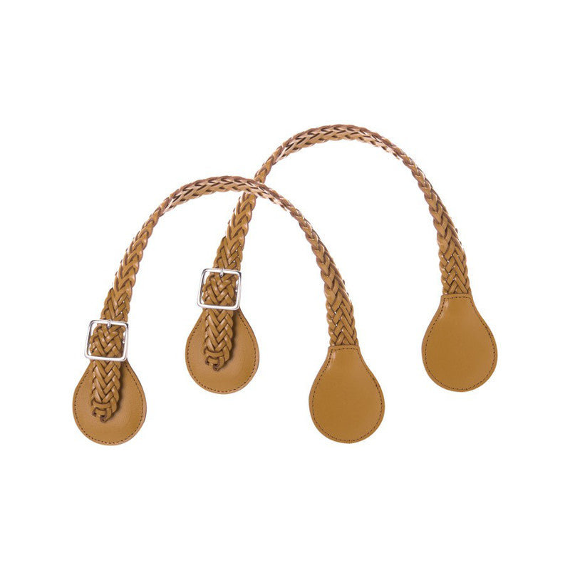 Doppio Manico in Pelle Corto con Fibbia Intrecciato Ocra HLESF000PES03111C002 - HLESF000PES03111C002