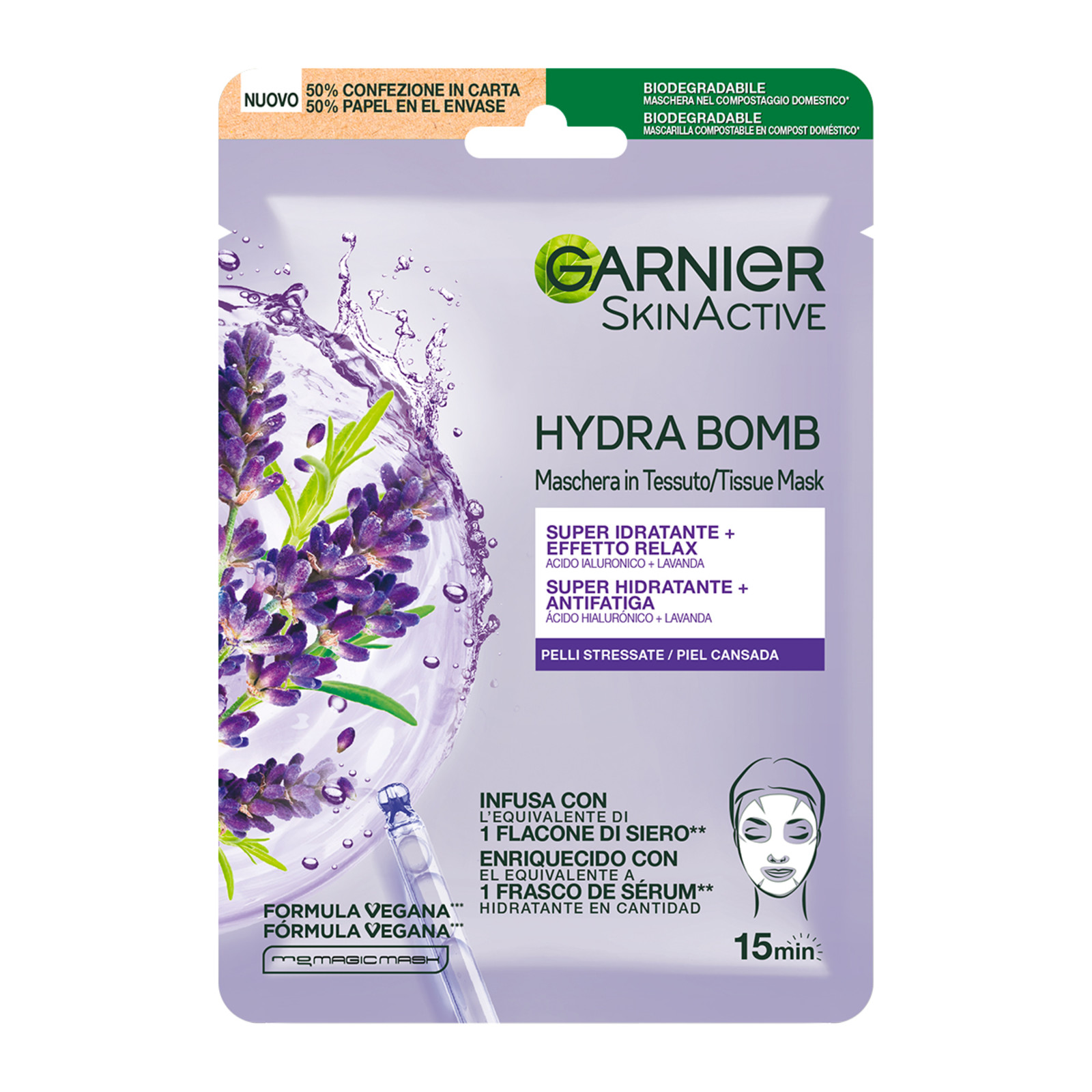 Maschera In Tessuto Skin Active Hydra Bomb Lavanda