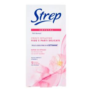Crystal Strisce Depilatorie Viso E Parti Delicate 20 Strisce + 4 Salviettine Post-epilazione