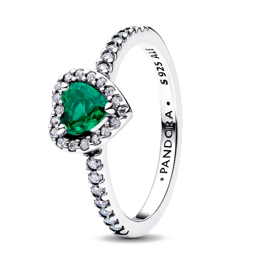 Pandora Anelli Anello con cuore rialzato verde 198421C07