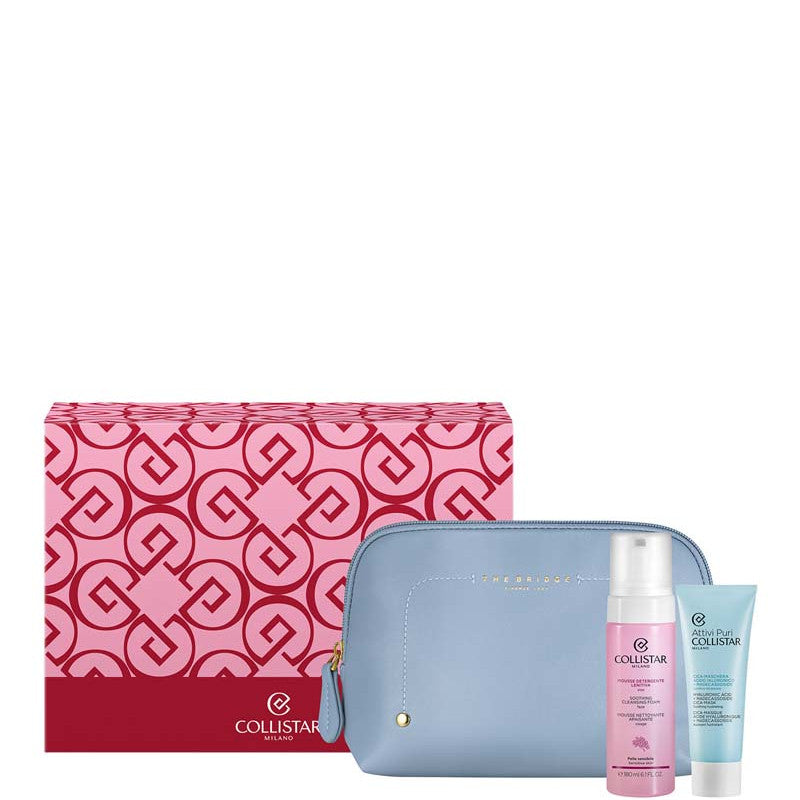 Attivi Puri Cica-Maschera Acido Ialuronico + Madecassoside - 75 ML Maschera Viso + 180 ML Mousse Detergente Lenitiva Viso + Beauty-Bag THE BRIDGE
