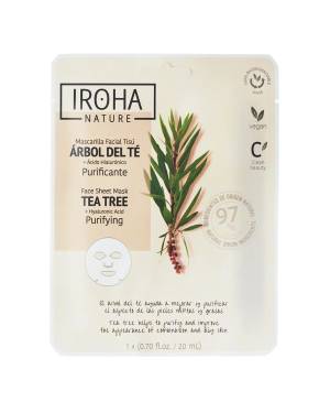 Iroha Nature - 1 maschera viso tessuto purificante con tea tree e acido ialuronico