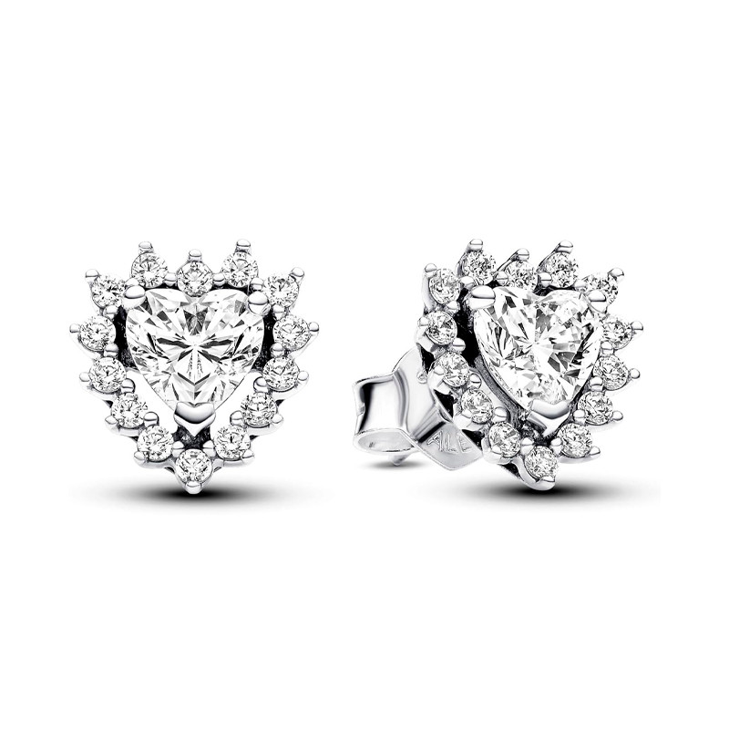 Pandora Orecchini Orecchini a bottone con cuore Halo lucido 293097C01