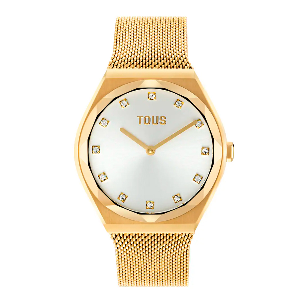 Tous Orologi da donna Orologio analogico con bracciale in acciaio dorato a maglie rotonde di carati