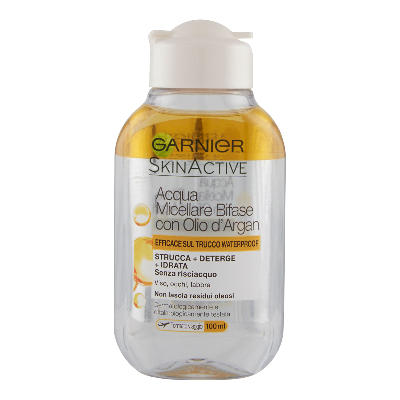 Skinactive Acqua Micellare Bifase Con Olio D'argan Efficace Sul Trucco Waterproof 100 ml