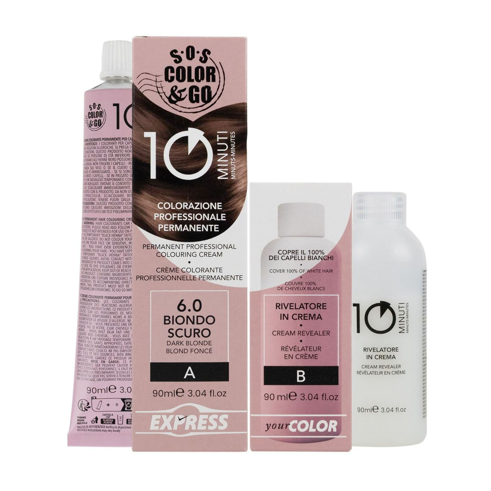 Sos Color&go Set Colorazione Professionale Permanente In 10 Minuti - 90 Ml 6.0 Biondo Scuro