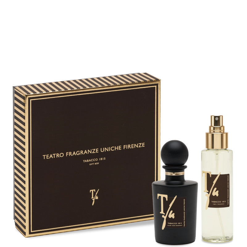 Teatro Fragranze Uniche Tabacco 1815 100 ML Diffusore con bastoncini + 100 ML Spray Tessuto - 100 ML Diffusore con bastoncini + 100 ML Spray Tessuto