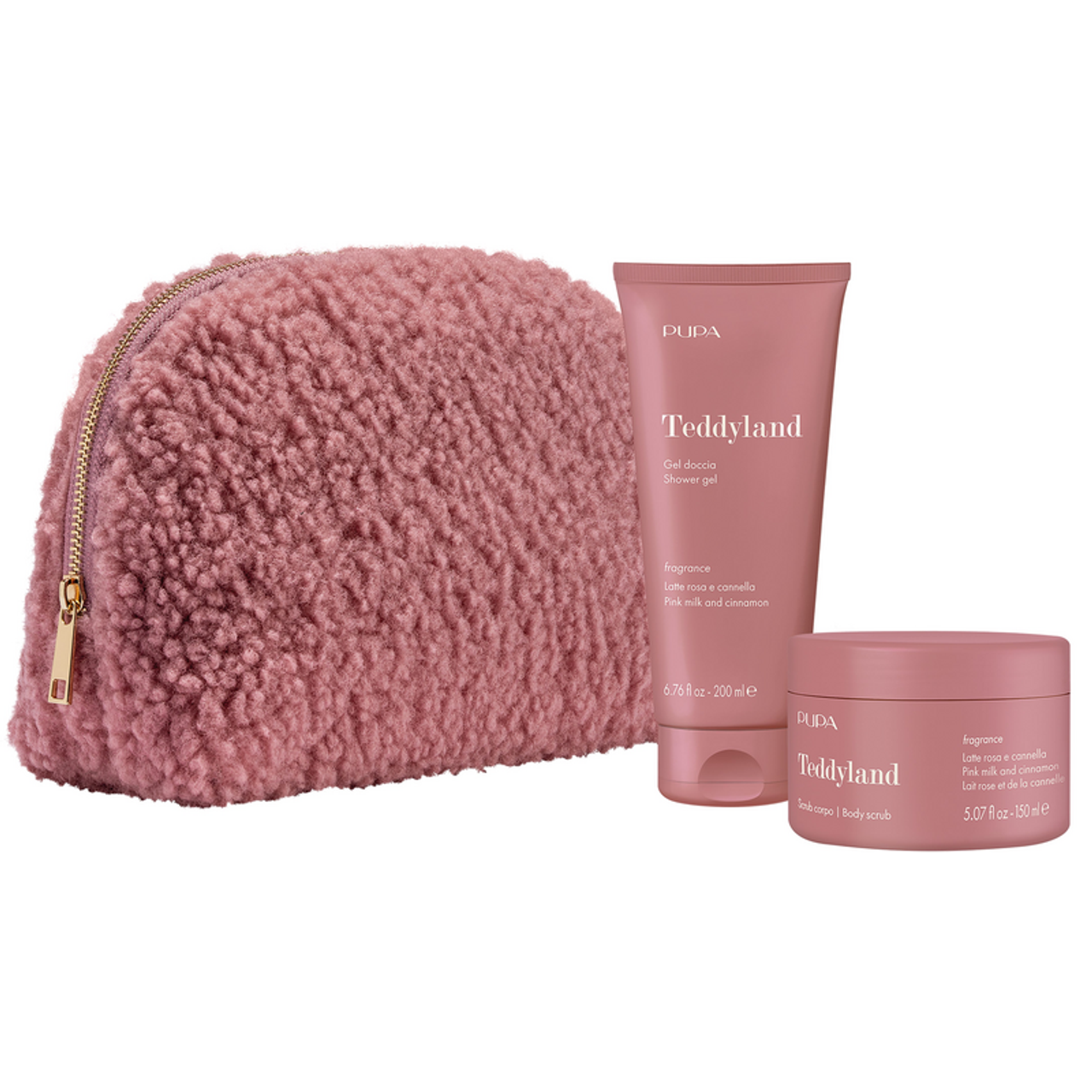 Pupa Teddyland - Latte rosa e cannella Gel doccia + Scrub corpo