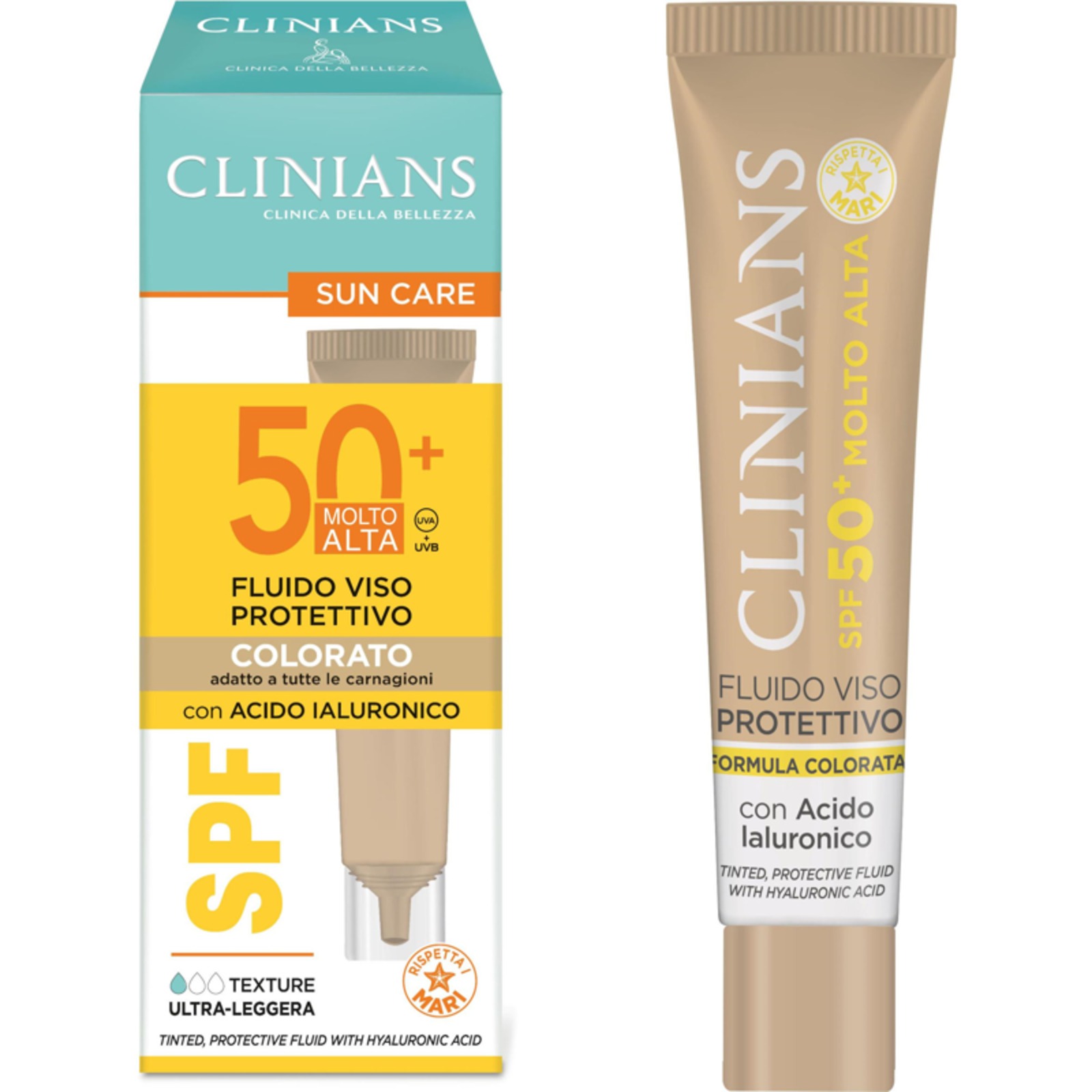 Fluido Protettivo Viso Colorato Acido Ialuronico Spf50+ 40 ml
