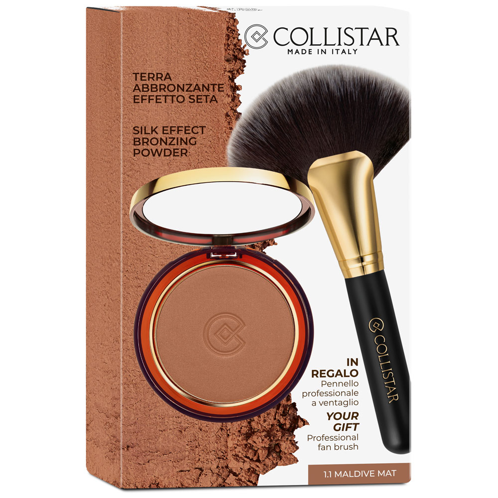 Cofanetto Collistar Terra Abbronzante Effetto Seta n. 1.1 maldive mat + IN REGALO Pennello Professionale a Ventaglio